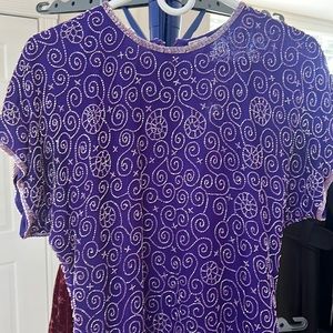 Purple silk vintage dress with beads